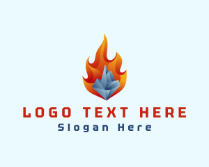 Heating And Cooling - 3D Iceberg Flame logo design