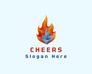 Torch - 3D Iceberg Flame logo design