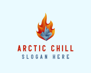 3D Iceberg Flame logo design