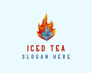 3D Iceberg Flame logo design