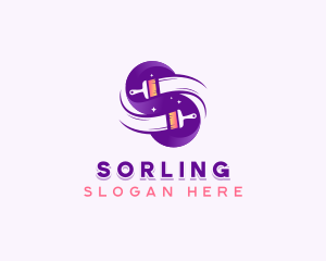 Painting Brush Letter S logo design