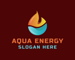 Hydropower - Flame Water Droplet logo design
