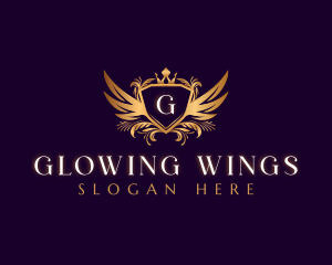 Crest Crown Wings logo design