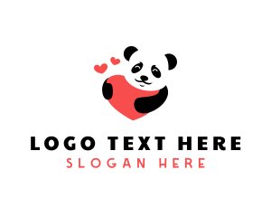 Bear - Heart Panda Zoo logo design