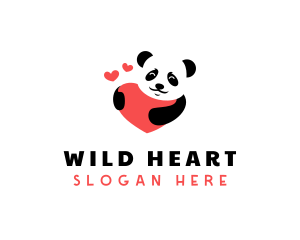 Heart Panda Zoo logo design