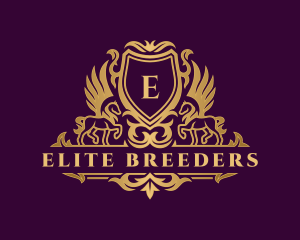 Elegant Pegasus Horse Crest logo design