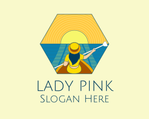 Sunset Boat Lady  logo design