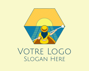 Tourism - Sunset Boat Lady logo design