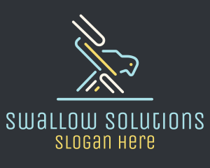 Swallow - Neon Bird Monoline logo design