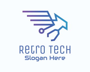 Blue Gradient Eagle Tech Stethoscope logo design