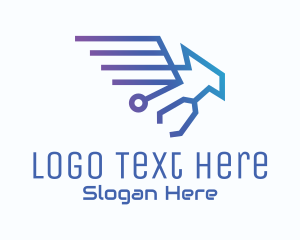 Web - Blue Gradient Eagle Tech Stethoscope logo design