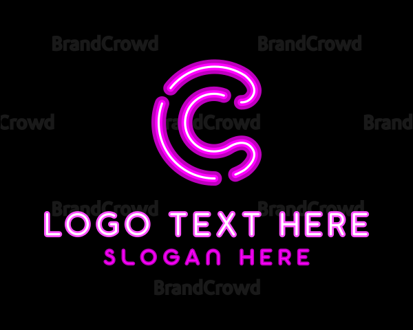 Glowing Purple Letter C Logo