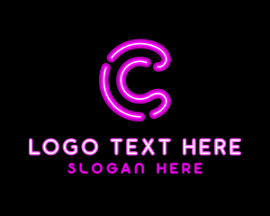 Bar - Glowing Purple Letter C logo design