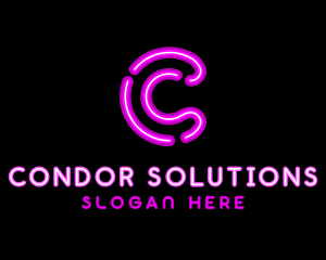 Glowing Purple Letter C logo design