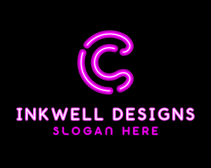 Neon - Glowing Purple Letter C logo design