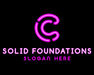 Video Game - Glowing Purple Letter C logo design