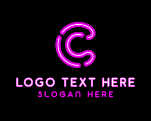 Disco - Glowing Purple Letter C logo design