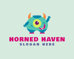 Cute Horned Monster  logo design