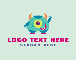 Childish - Cute Horned Monster logo design