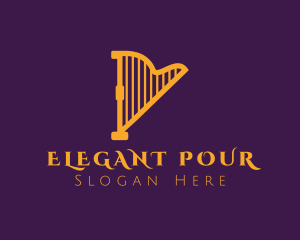 Elegant Musical Harp logo design