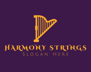 Elegant Musical Harp logo design