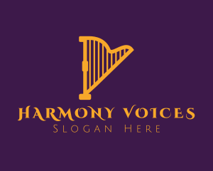 Choir - Elegant Musical Harp logo design