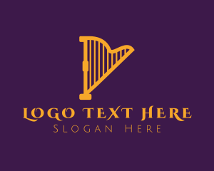 Elegant Musical Harp Logo