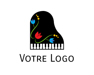 Music Equipment - Floral Piano Music logo design