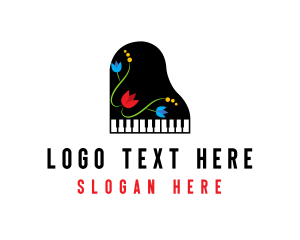 Concert - Floral Piano Music logo design