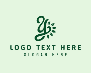 Vegan - Curly Leafy Letter Y logo design