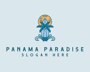 Palm Tree Surf Beach logo design