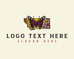 Map - Montana Floral Butterfly logo design