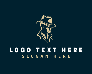 Homburg Hat - Detective Mafia Gangster logo design