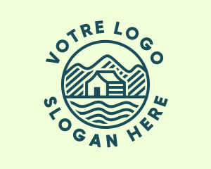 Cabin - Mountain Lake House logo design