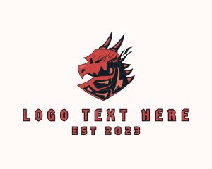 Mythical Creature - Medieval Fire Dragon logo design