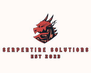 Serpentine - Medieval Fire Dragon logo design