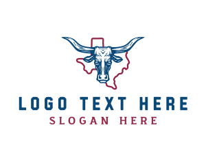 Map - Texas Longhorn Cattle logo design