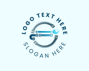 Toilet - Pipe Wrench Circle logo design