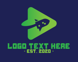 Play Button - Green Rocket Media Player logo design