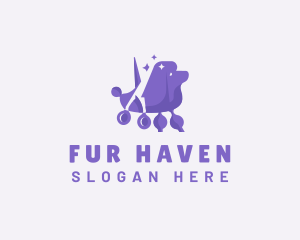 Fur - Dog Scissors Groom logo design