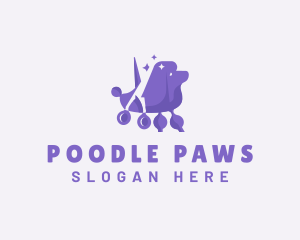 Poodle - Dog Scissors Groom logo design