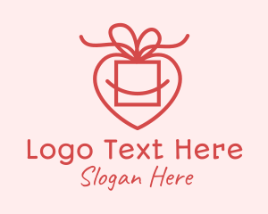 Gift Box - Pink Heart Gift logo design