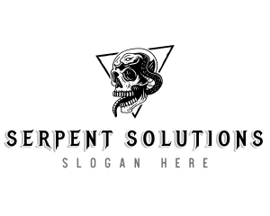 Skull Serpent Skeleton logo design