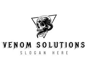 Skull Serpent Skeleton logo design