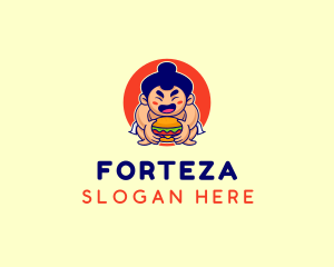 Japanese Sumo Burger logo design