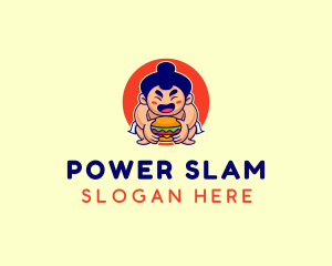 Wrestler - Japanese Sumo Burger logo design