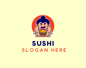 Japanese Sumo Burger logo design