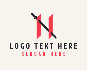 Weapon - Pierced Letter Sword logo design