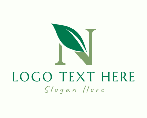 Initial - Eco Leaf Letter N logo design