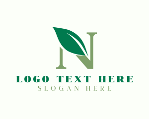 Green - Eco Leaf Letter N logo design